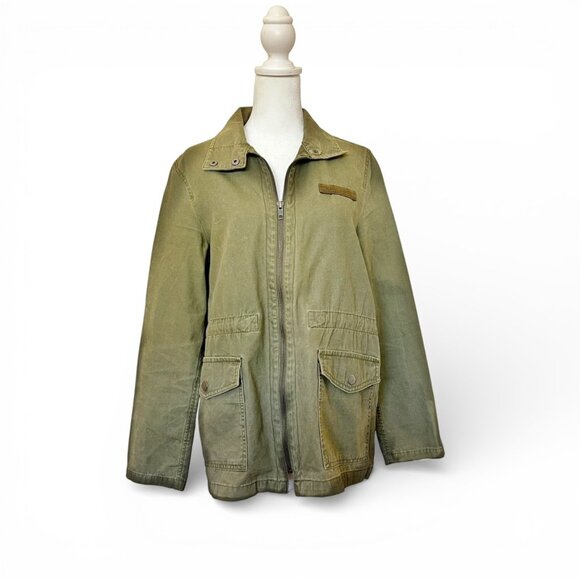 BP Olive Utility Jacket Small Soft Grunge Military Cargo Anthro Style - Picture 2 of 12